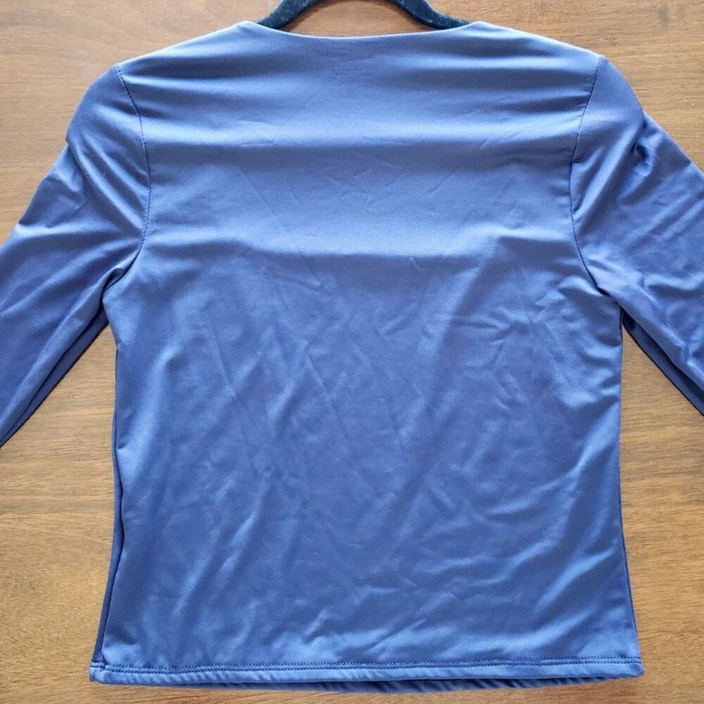 Gaze - Square Neck / Cropped Blouse - Long Sleeves - Navy Blue - Women Size L - Picture 5 of 7